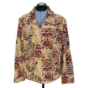 VTG Additions by Chico's Size 3 XL Corduroy Tank Jacket Paisley Full Zip Floral